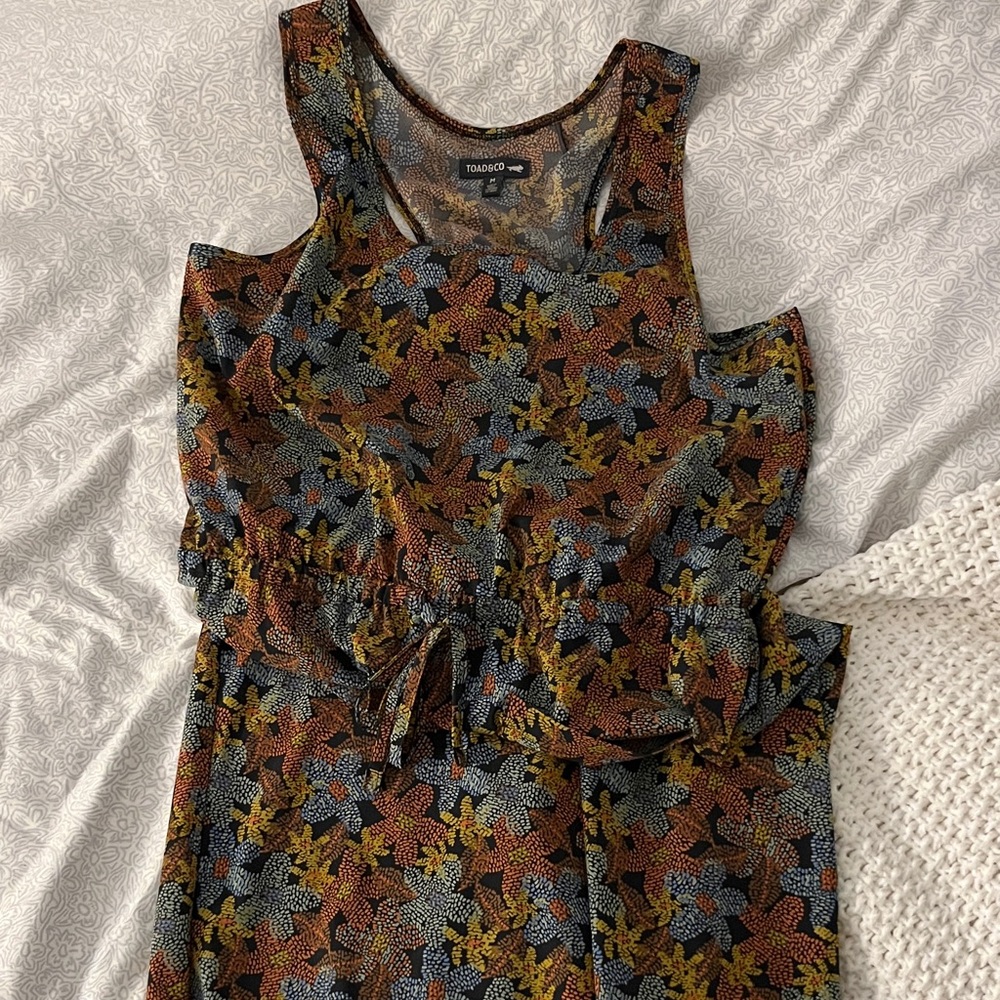 Toad & Co Gemini Sleeveless Jumpsuit black floral like new condition size M